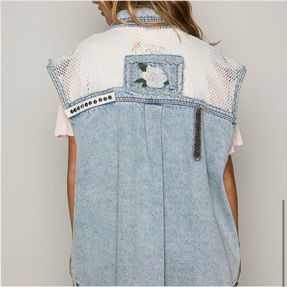 POL Blue Denim Vest with Embroidered Accents - Picture 2 of 5